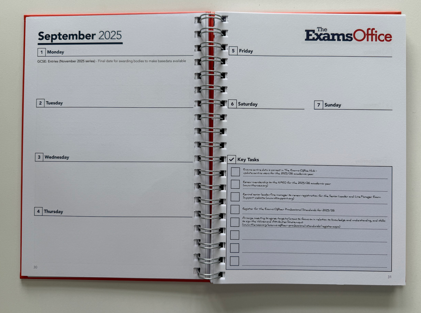 The Exams Office 2025/26 diary