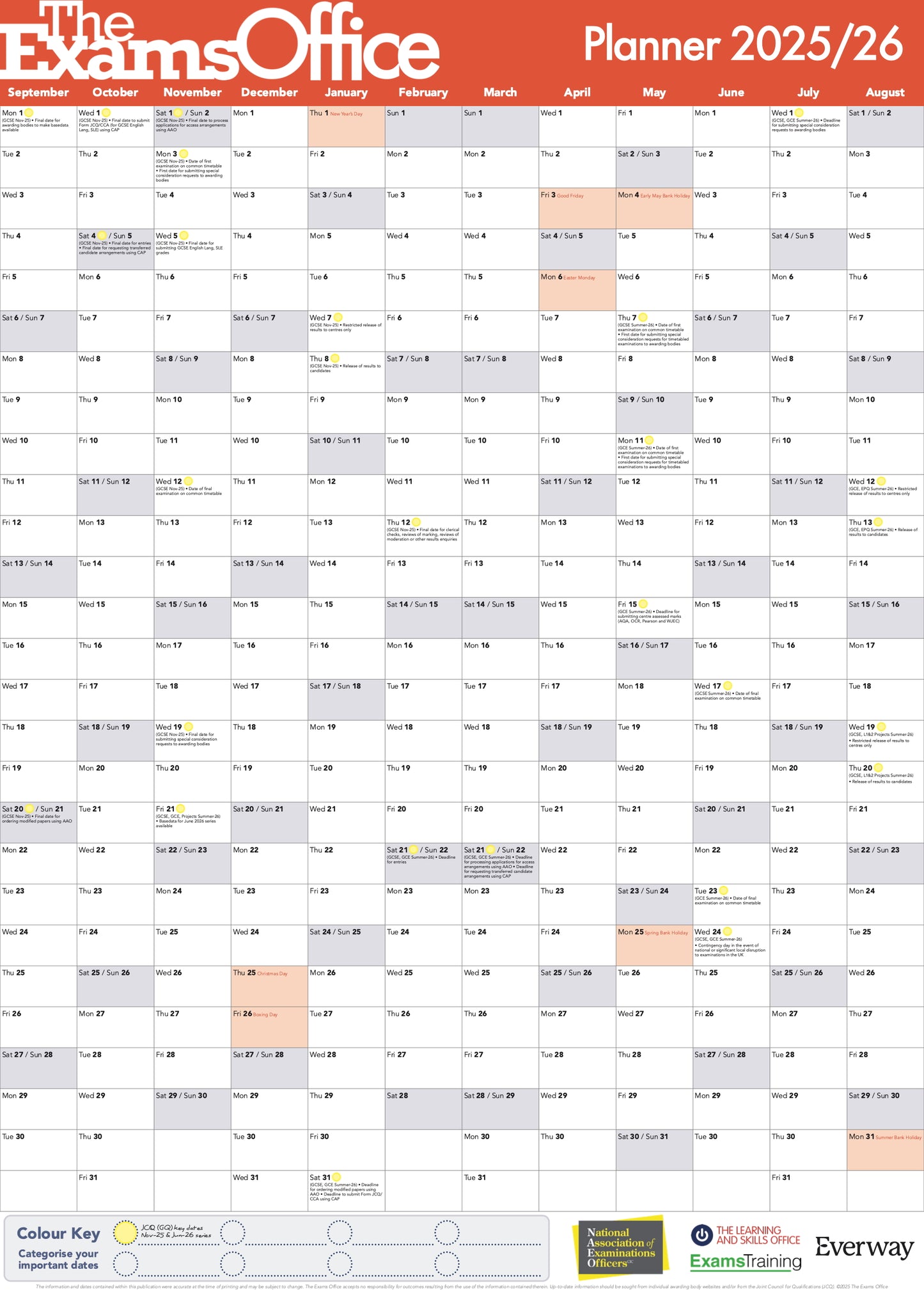 The Exams Office 2025/26 wall planner